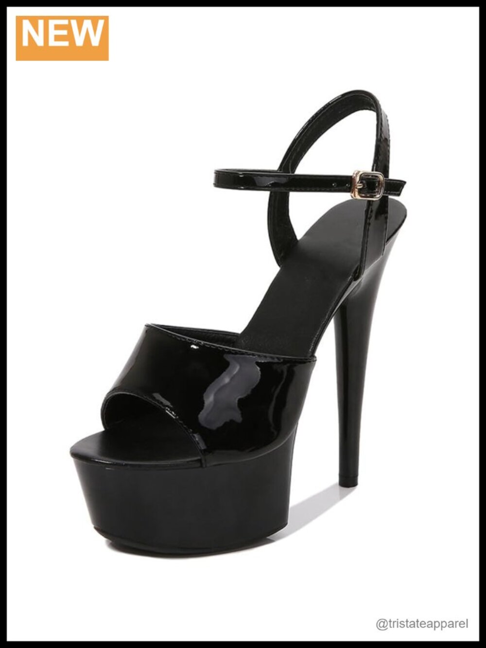 Quixystral Patent Leather Platform Stiletto Heeled Sandals Ankle Strap Open Toe